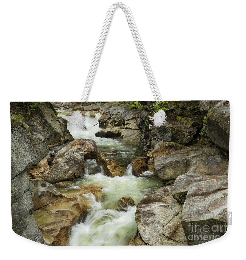 River Weekender Tote Bag featuring the photograph Through the Rocks by Alana Ranney