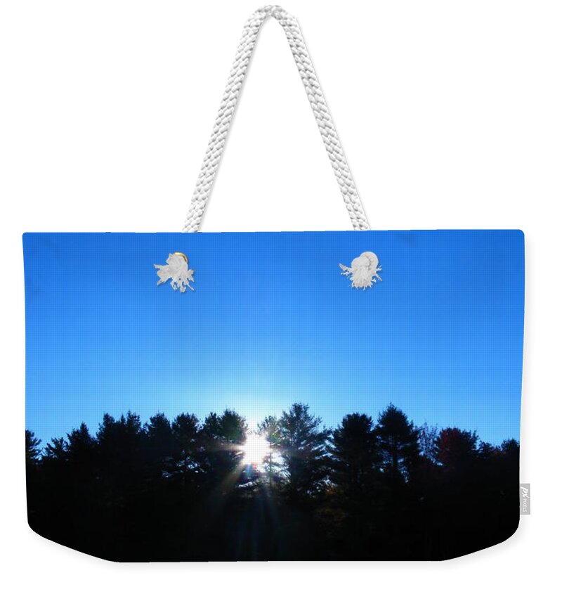 Through The Trees Brightly Weekender Tote Bag featuring the photograph Through the Trees Brightly by Bill Tomsa