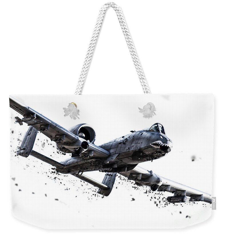 A10 Weekender Tote Bag featuring the digital art Thunderblt Shatter by Airpower Art
