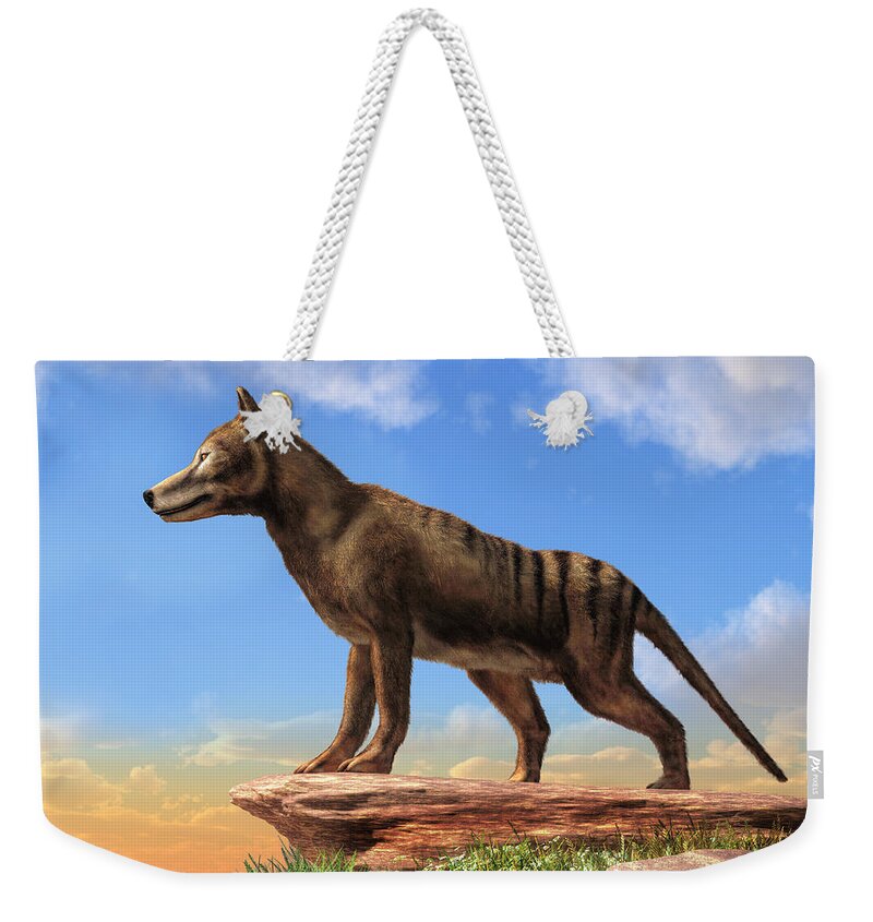 Thylacine Weekender Tote Bag featuring the digital art Thylacine by Daniel Eskridge