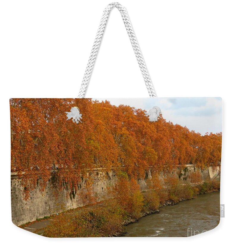 Rome Weekender Tote Bag featuring the photograph Tiber River in Autumn 3 by Laurie Morgan