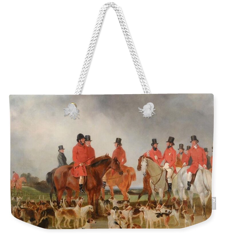 Brian Edward Duppa (1804-1866) Tichlen Hounds Weekender Tote Bag featuring the painting Tichlen Hounds by Edward Duppa