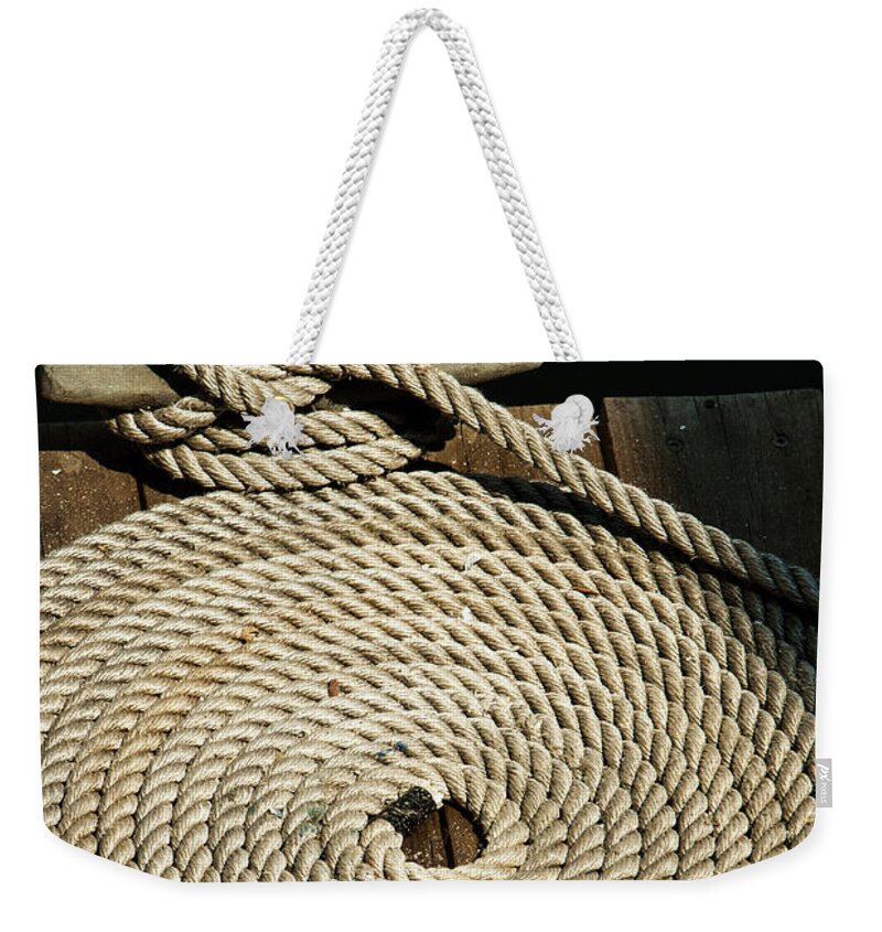 Nautical Weekender Tote Bag featuring the photograph Tied off by Jason Hughes