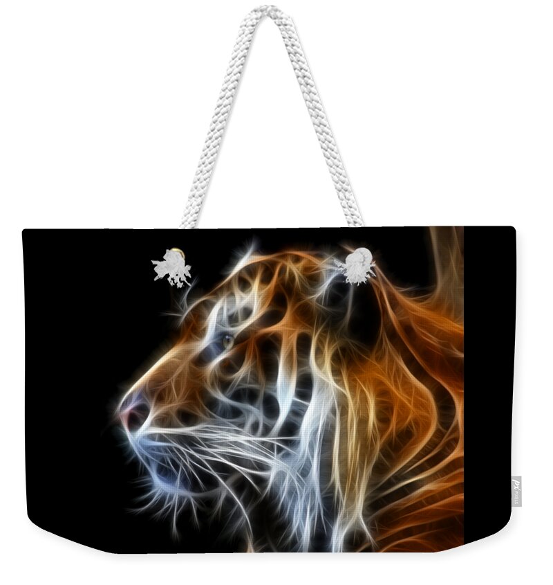 Tiger Weekender Tote Bag featuring the photograph Tiger Fractal by Shane Bechler