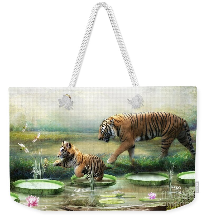 Tiger Weekender Tote Bag featuring the digital art Tiger Lily by Trudi Simmonds
