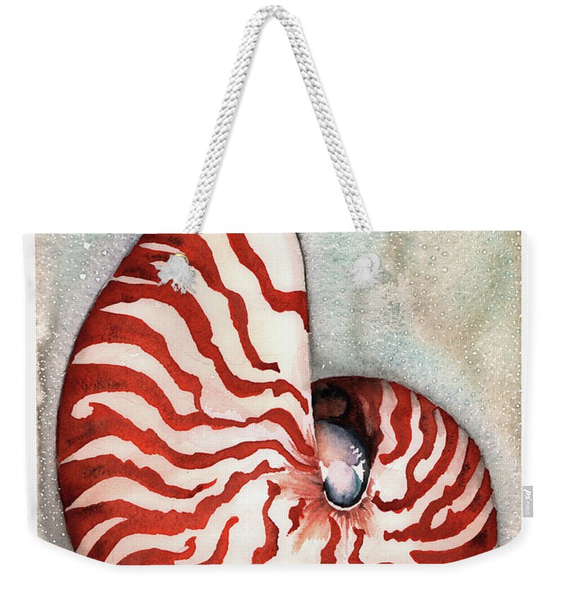 Nautilus Weekender Tote Bag featuring the painting Tiger Nautilus by Hilda Wagner