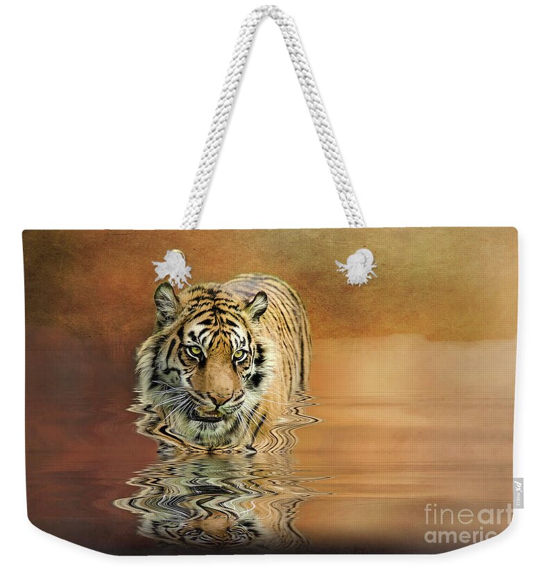 Tiger Weekender Tote Bag featuring the photograph Tiger Reflections by Brian Tarr
