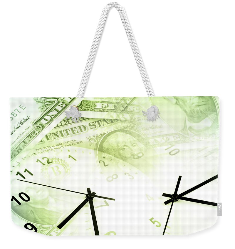 Banking Weekender Tote Bag featuring the photograph Time is money by Les Cunliffe