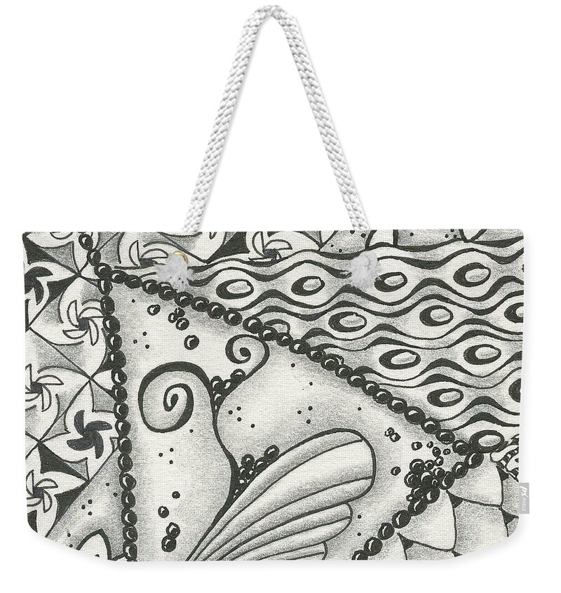 Zentangle Weekender Tote Bag featuring the drawing Time Marches On by Jan Steinle