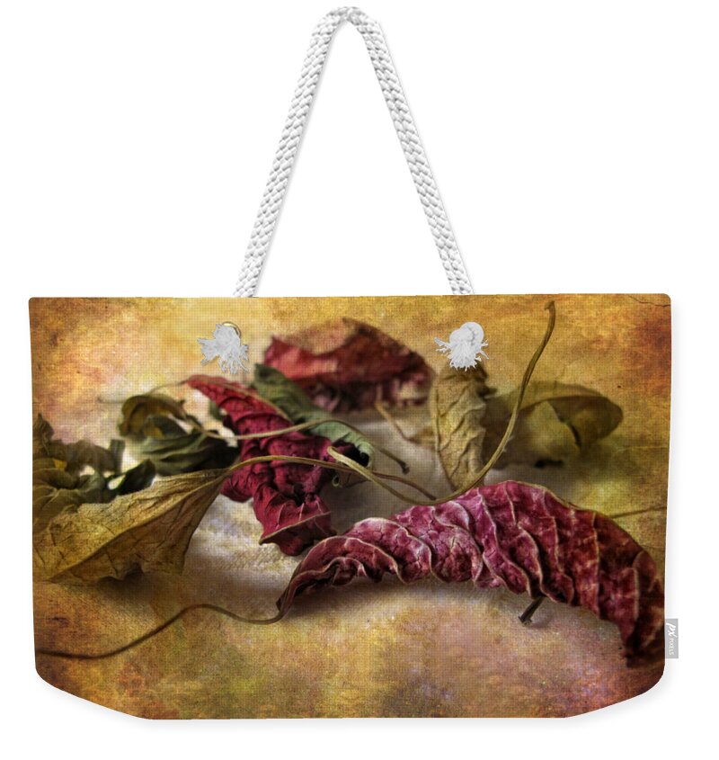 Leaves Weekender Tote Bag featuring the photograph Timeworn by Jessica Jenney