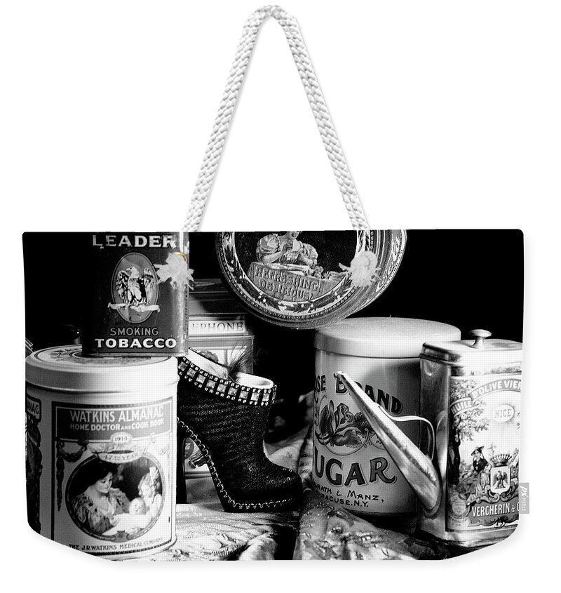 Tin Weekender Tote Bag featuring the photograph Tins by Camille Lopez
