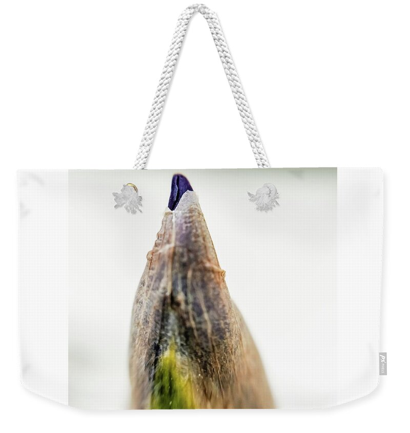 Iris Weekender Tote Bag featuring the photograph Tip of an Iris by Bruce Carpenter