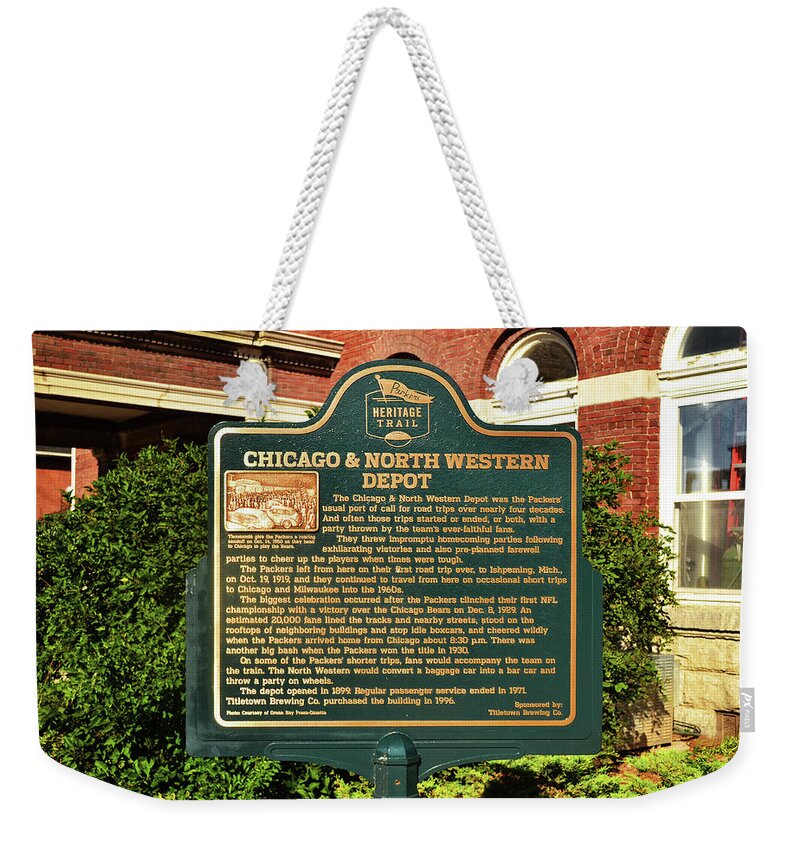 Historic Marker Weekender Tote Bag featuring the photograph Titletown History 001 by George Bostian