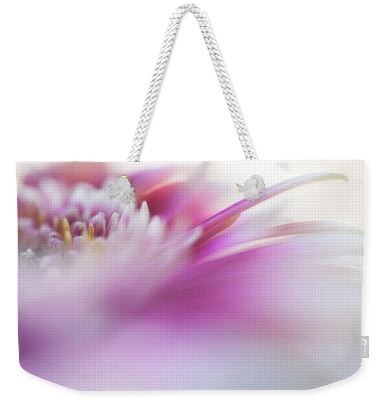 Jenny Rainbow Fine Art Photography Weekender Tote Bag featuring the photograph To Live in Dream. Macro Gerbera by Jenny Rainbow