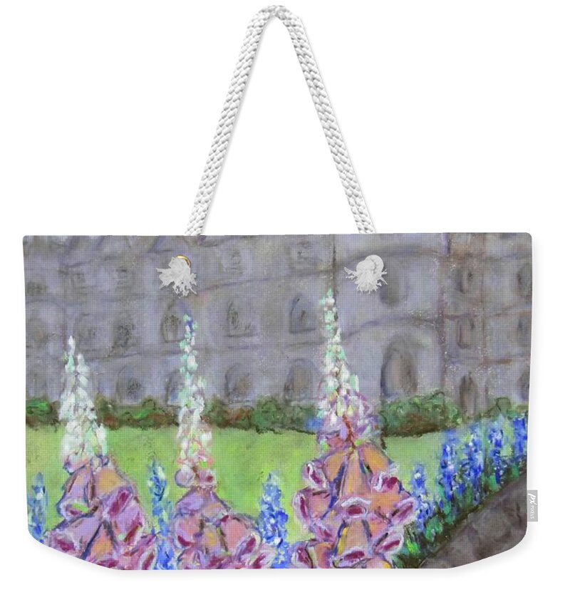 Castle Weekender Tote Bag featuring the painting To the Manor Born by Laurie Morgan