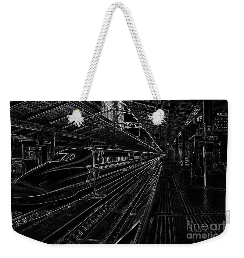Tokyo Weekender Tote Bag featuring the photograph Tokyo to Kyoto, Bullet Train, Japan Negative by Perry Rodriguez