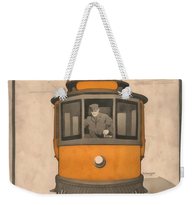 Painting Weekender Tote Bag featuring the painting Tolley Car Vintage by Edward Fielding