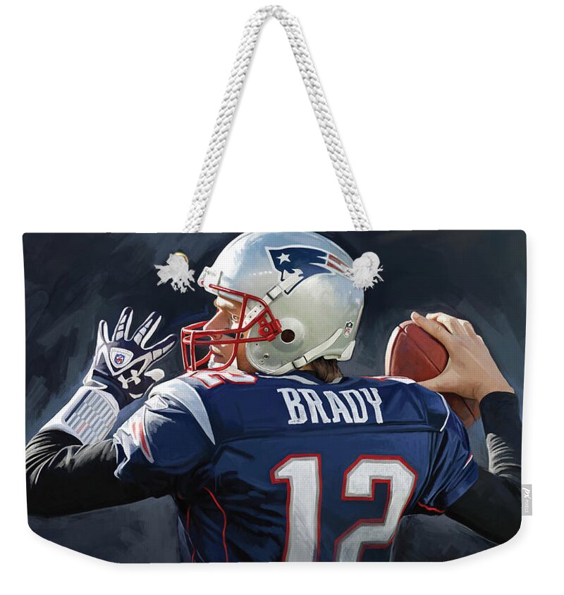 Tom Brady Paintings Weekender Tote Bag featuring the painting Tom Brady Artwork by Sheraz A