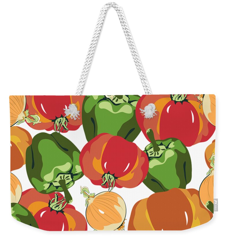 Tomato Weekender Tote Bag featuring the digital art Tomato Sauce Ingredients by MM Anderson