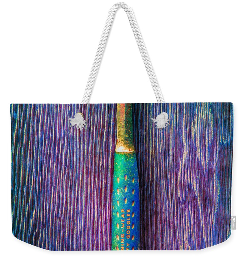 Brick Weekender Tote Bag featuring the photograph Tools On Wood 63 by YoPedro
