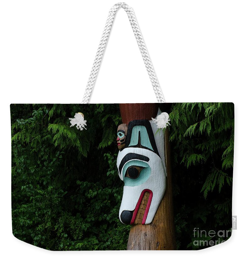 Totem Weekender Tote Bag featuring the photograph Totem Pole Alaska 1 by Bob Christopher