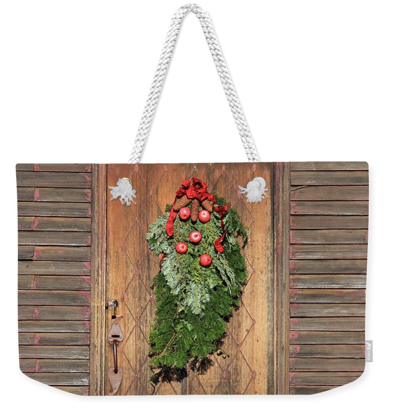 Door Weekender Tote Bag featuring the photograph Touch Of Christmas by Becca Wilcox