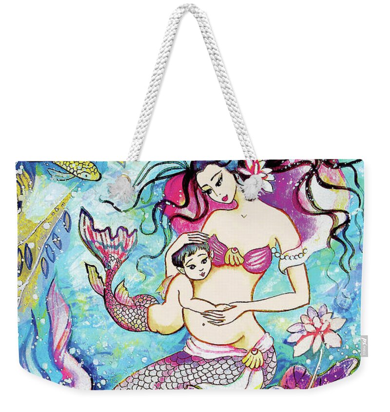 Pregnancy Weekender Tote Bag featuring the painting Touching of Life by Eva Campbell