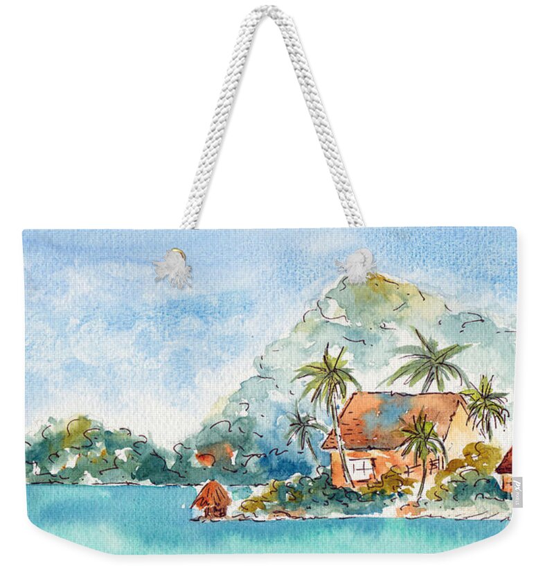 Bora Bora Weekender Tote Bag featuring the painting Towards Raititi Point by Pat Katz