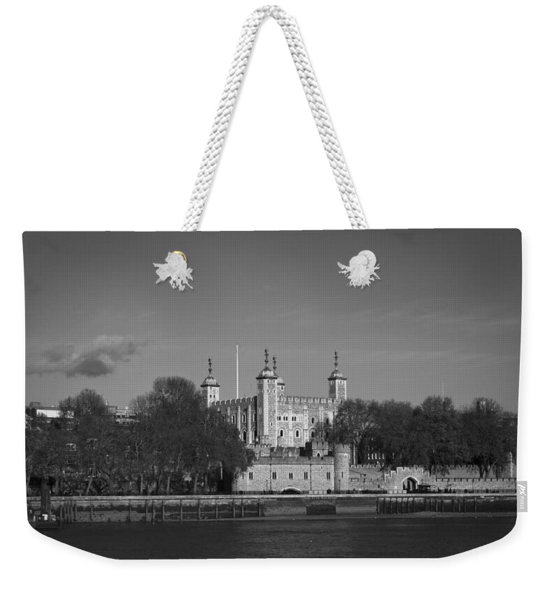 London Weekender Tote Bag featuring the photograph Tower of London riverside by Gary Eason