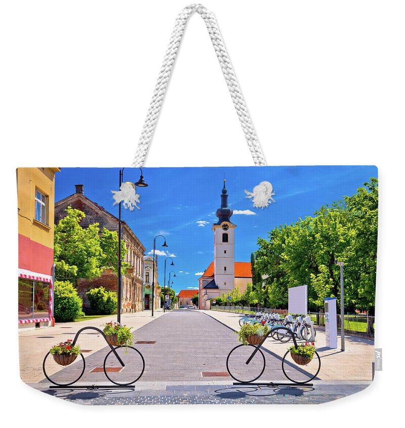 Bicycle Weekender Tote Bag featuring the photograph Town of bicycles Koprivnica street view by Brch Photography