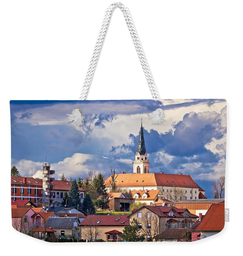 Croatia Weekender Tote Bag featuring the photograph Town of Krizevci cathedral view by Brch Photography