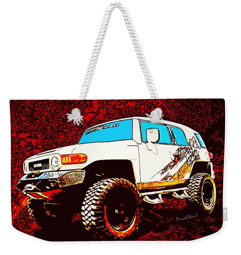 Toyota Weekender Tote Bag featuring the photograph Toyota FJ Cruiser 4x4 Cartoon Panel from VivaChas by Chas Sinklier