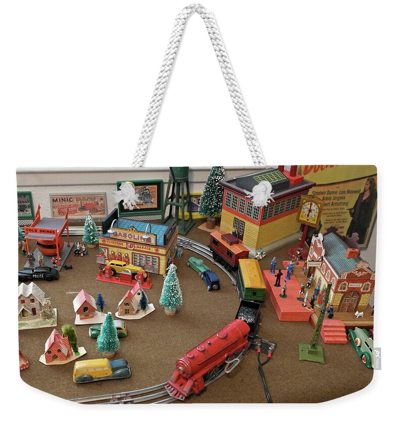 Toys Weekender Tote Bag featuring the photograph Toytown - Train Set Overview by Michele Myers