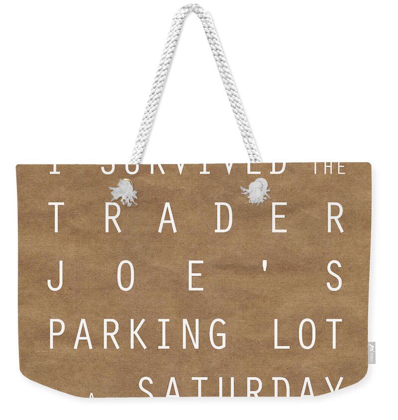 Shopping Weekender Tote Bag featuring the digital art Trader Joe's Parking Lot by Linda Woods