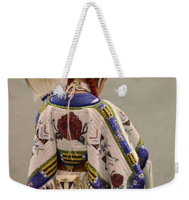 Pow Wow Weekender Tote Bag featuring the photograph Pow Wow Traditional Dancer 1 by Bob Christopher