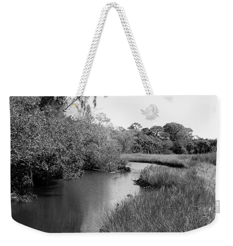 Photo For Sale Weekender Tote Bag featuring the photograph Train Depot Waterway by Robert Wilder Jr