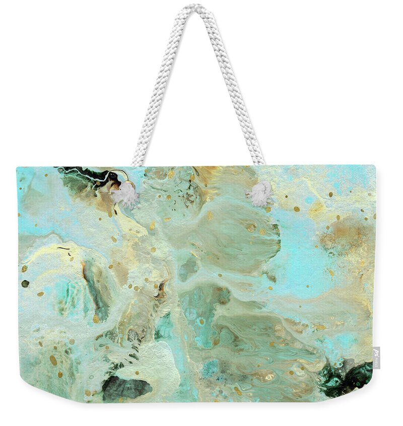 Abstract Weekender Tote Bag featuring the mixed media Tranquil Escape- Abstract Art by Linda Woods by Linda Woods