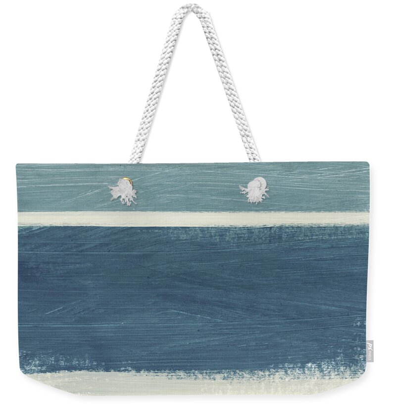 Stripes Weekender Tote Bag featuring the painting Tranquil Stripes- Art by Linda Woods by Linda Woods