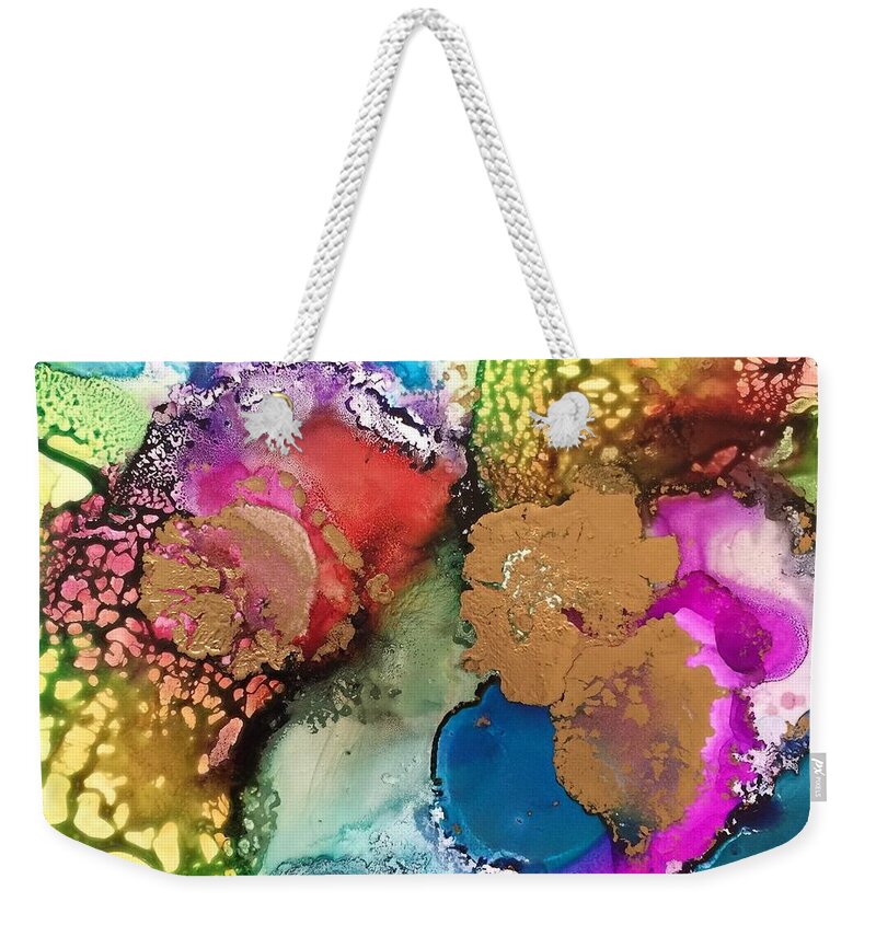 Abstract Weekender Tote Bag featuring the painting Transformation by Tara Moorman
