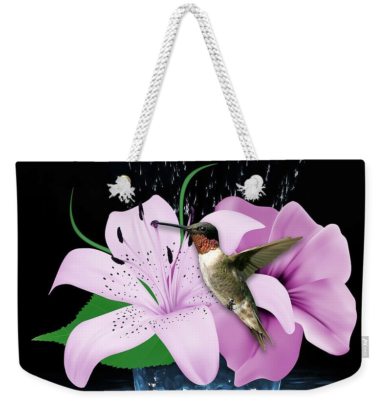 Hummingbird Weekender Tote Bag featuring the mixed media Transport Hummingbird by Marvin Blaine