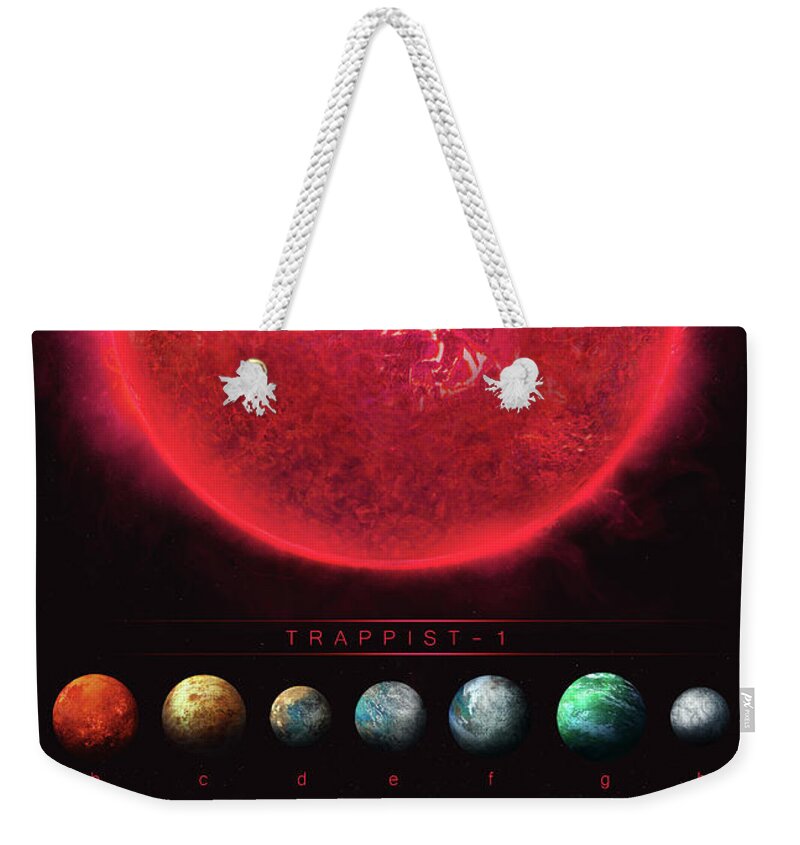 Sciencie Weekender Tote Bag featuring the digital art Trappist-1 by Guillem H Pongiluppi