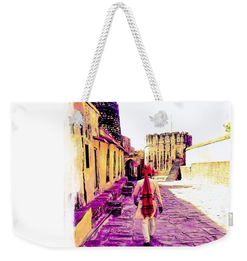 Travel Photography Weekender Tote Bag featuring the photograph Travel Exotic Man Restaurant Waiter Portrait Mehrangarh Fort India Rajasthan 1c by Sue Jacobi