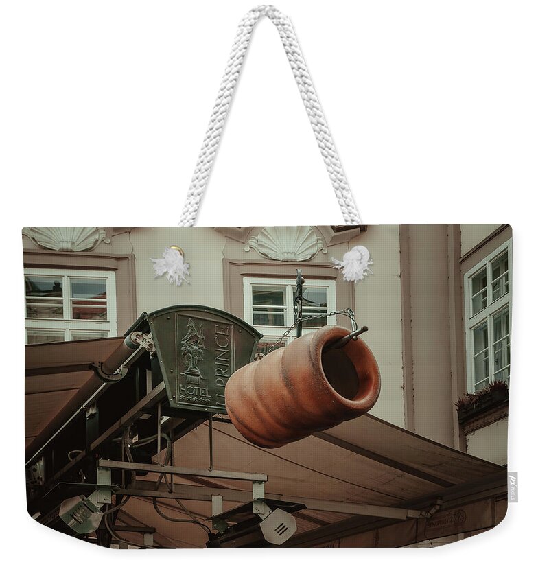 Jenny Rainbow Fine Art Photography Weekender Tote Bag featuring the photograph Trdelnik. Prague Architecture by Jenny Rainbow