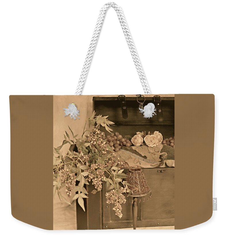 Still Life Weekender Tote Bag featuring the photograph Treasure Chest Full of Memories No.1 by Sherry Hallemeier