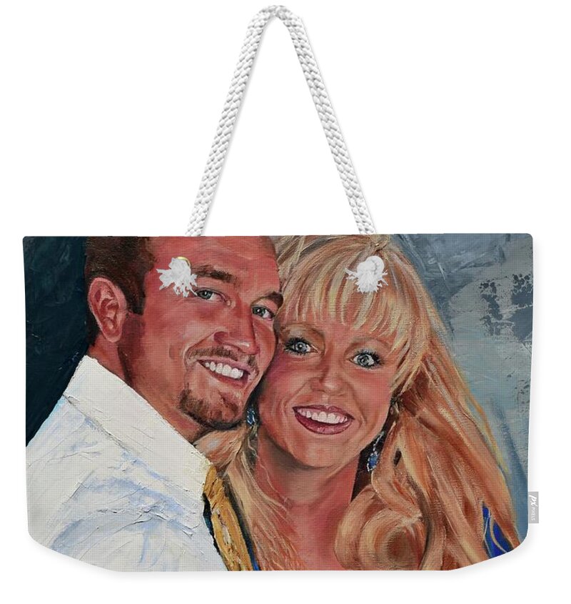 Portrait Weekender Tote Bag featuring the painting Treasure Your Moments and Memories by Jan Dappen