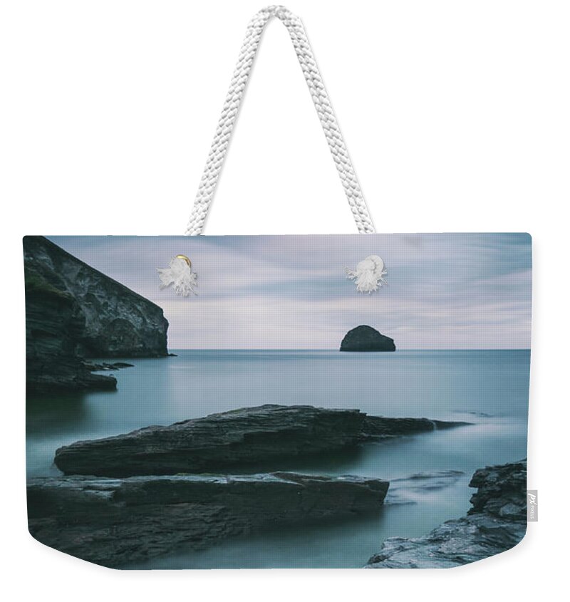 Seascape Weekender Tote Bag featuring the photograph Trebarwith Strand II by David Lichtneker
