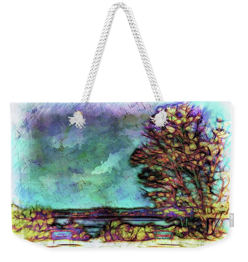 Abstract Weekender Tote Bag featuring the digital art Tree is the park by Lilia S