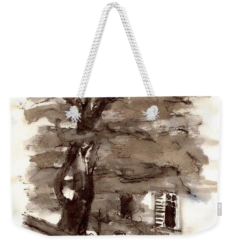 Munich Weekender Tote Bag featuring the painting Tree study by Karina Plachetka