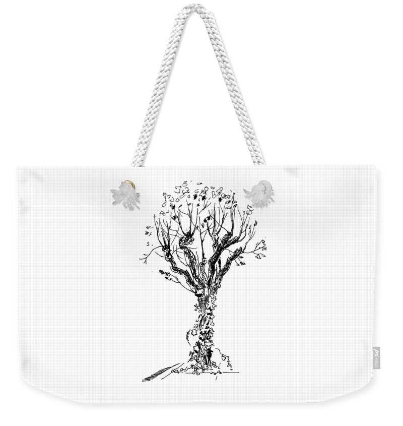 Tree Weekender Tote Bag featuring the painting Tree With Bindweed by Masha Batkova