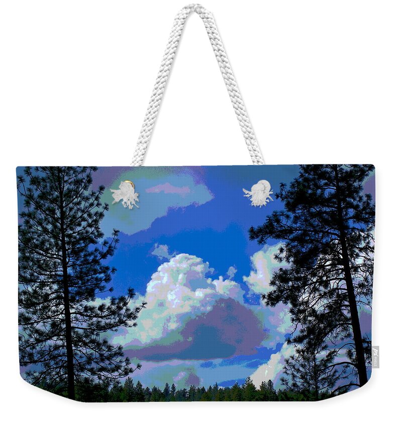 Photo Art Weekender Tote Bag featuring the photograph Trees and a Cloud for Crying out Loud by Ben Upham III